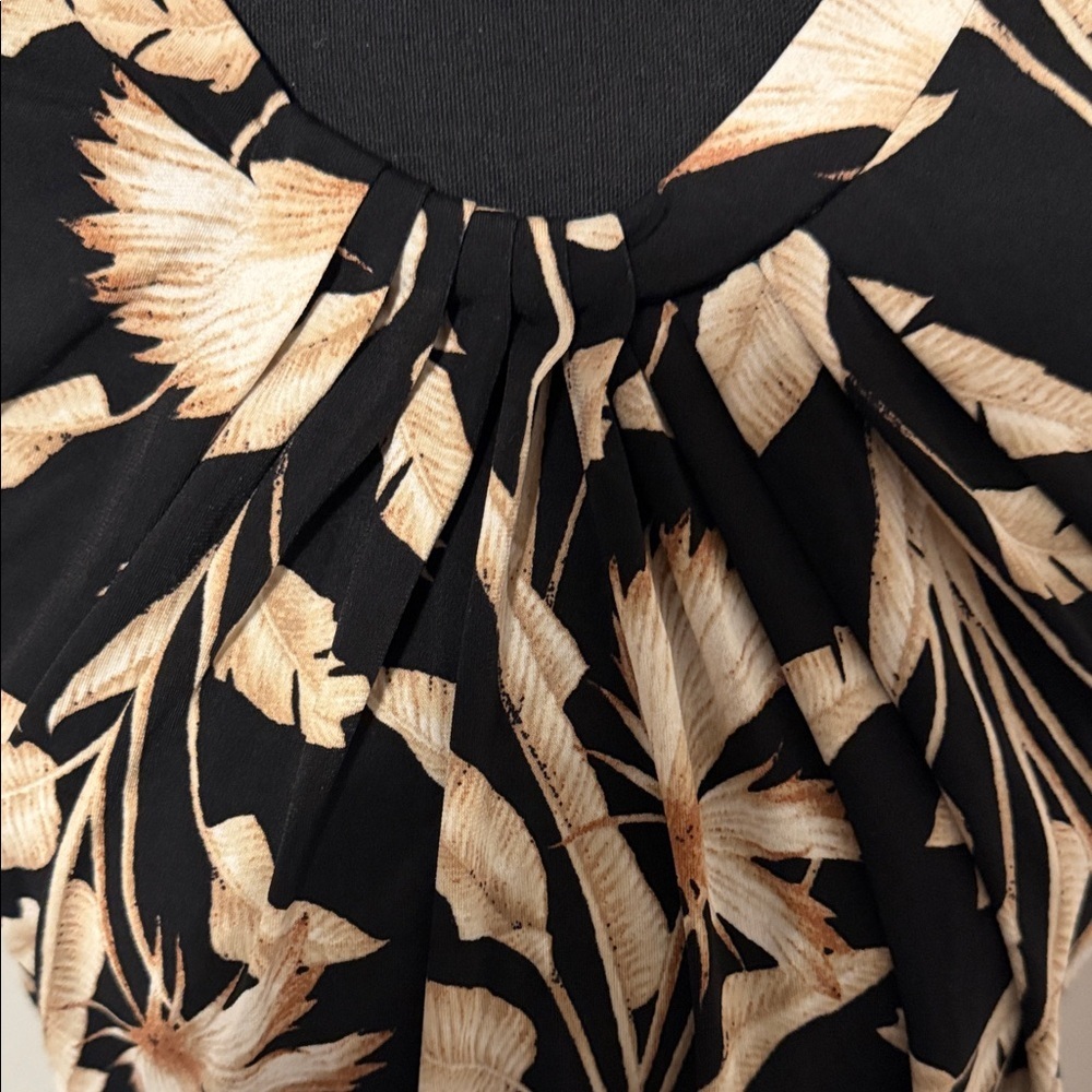 Liz Claiborne Floral Black and Cream Women's Top - Picture 5 of 7